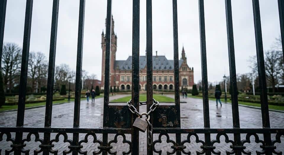 Fachada del Palacio de la Paz en La Haya, sede de la CIJ y la CPI, símbolo de la justicia para débiles que caracteriza a la justicia internacional.